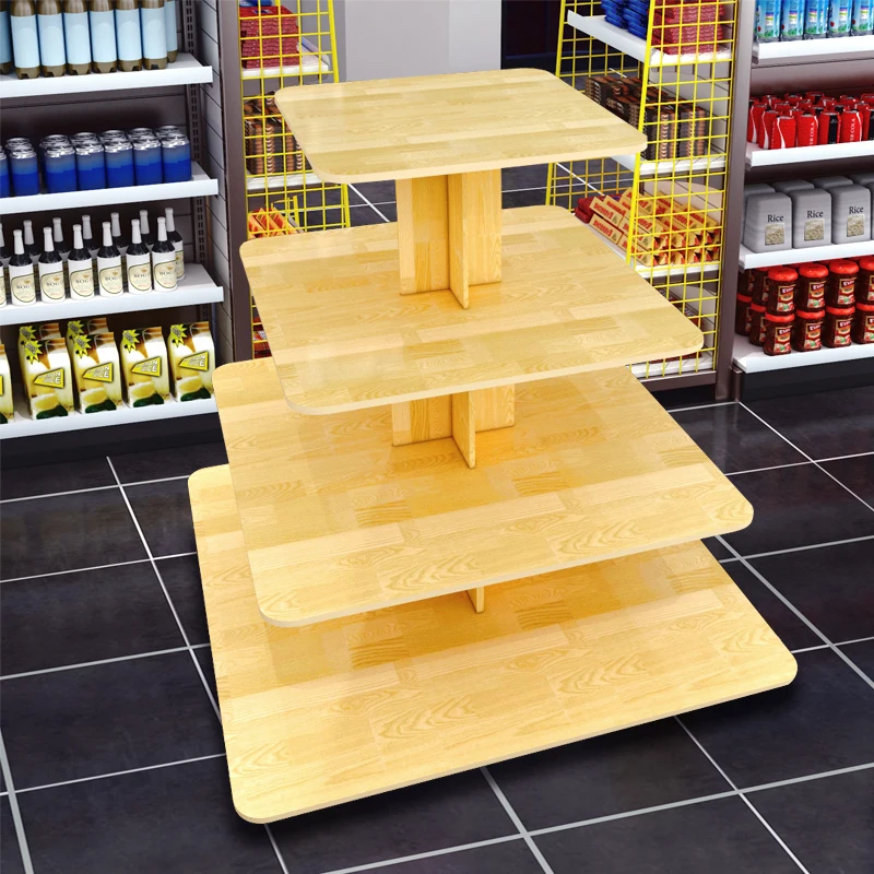 

Multifunctional Display Rack Supermarket Stacker Rack Round Middle Island Cabinet Mobile Shelf No Screws Display Stand