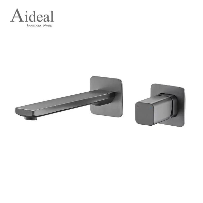 Stylish and Simple Design Brushed Gold Bathroom Inner Wall Installation Basin Faucet Hidden Hot and Cold Basin Faucet