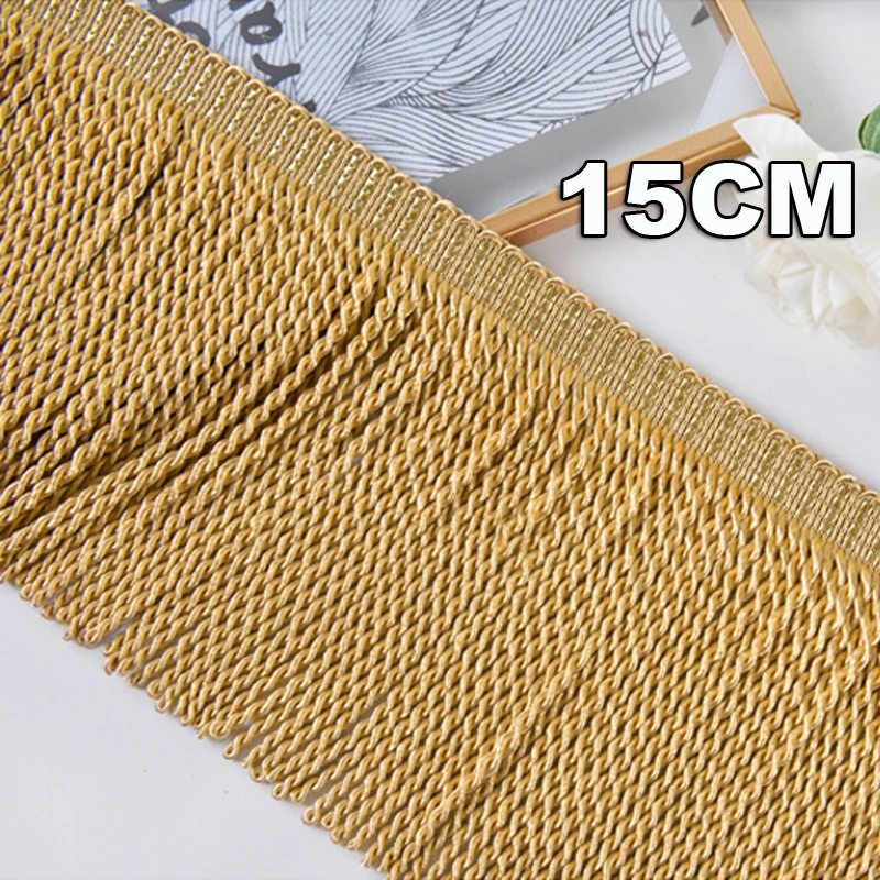 15CM Long Gold Sewing Tassel Fringe Lace For Home Accessories Trim Curtain Thread Decorative DIY Fabric Webbing Tassle Fringes