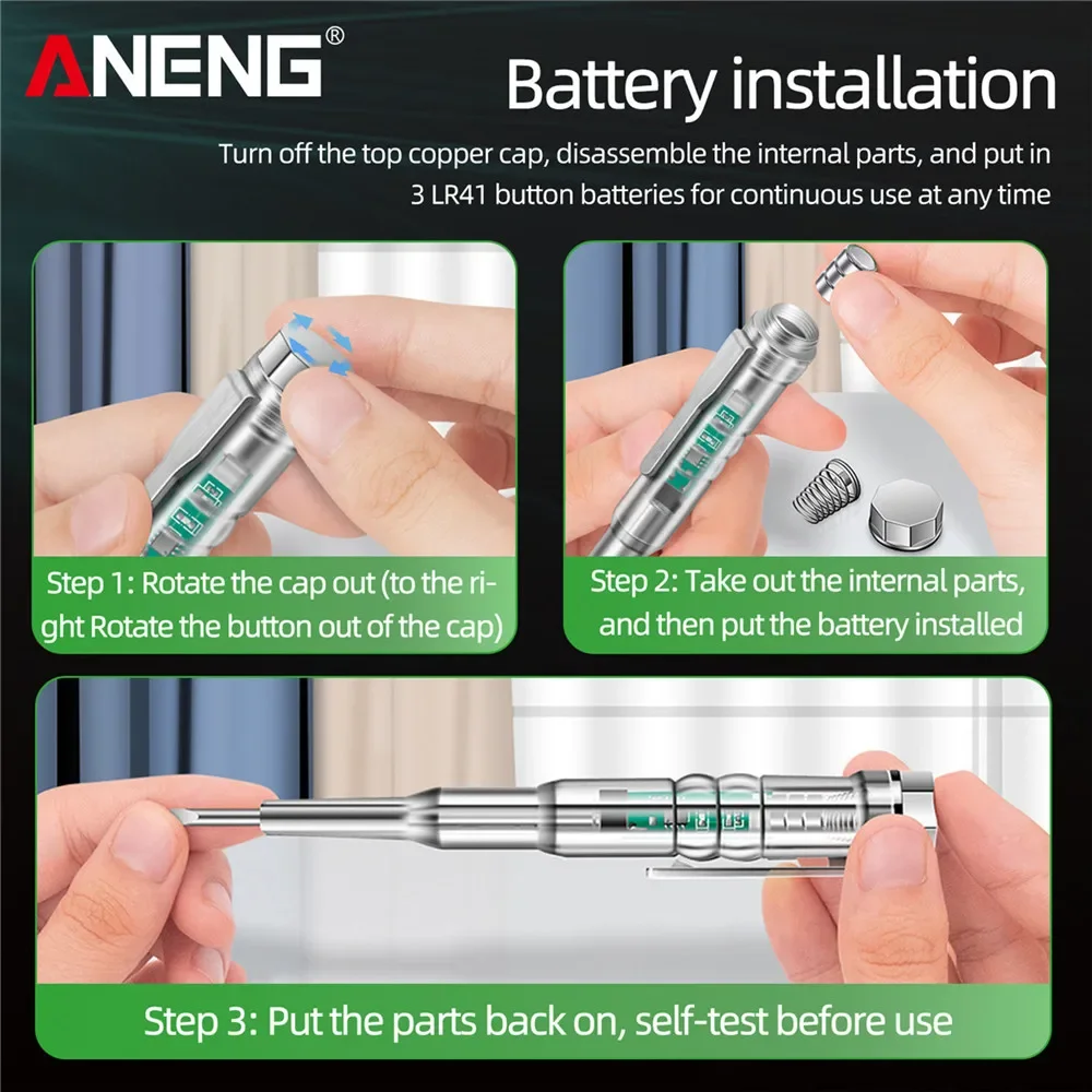 Elektrischer B14 Universal-Schraubendreher-Teststift, 24–250 V, spannungsinduzierte Sonde mit Kontrollleuchte, Ton- und Lichtalarmtester