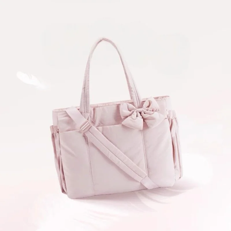 

Brand Women's Nylon Tote Bag Bow Decoration Multi-pocket Large Capacity Shoulder Bag Casual Versatile Padded Commuter Handbag