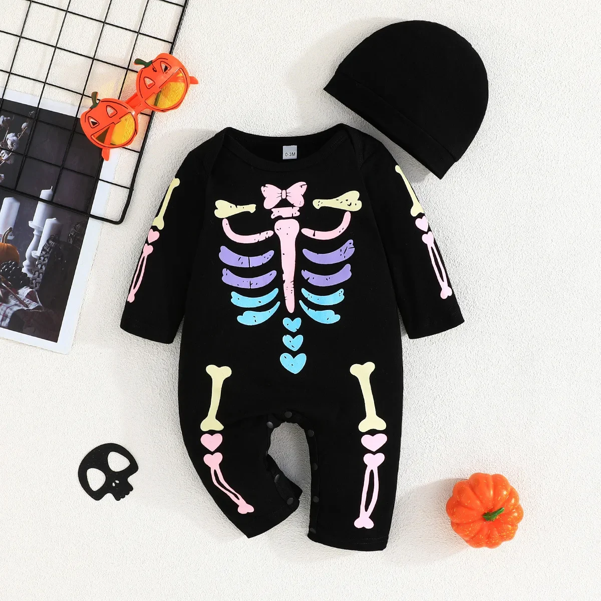 Infant Jumpsuit 2024 Halloween Skeleton Character Dress Up Costume Boys Girls Fashion Luminous Onesie Baby New Year Gifts