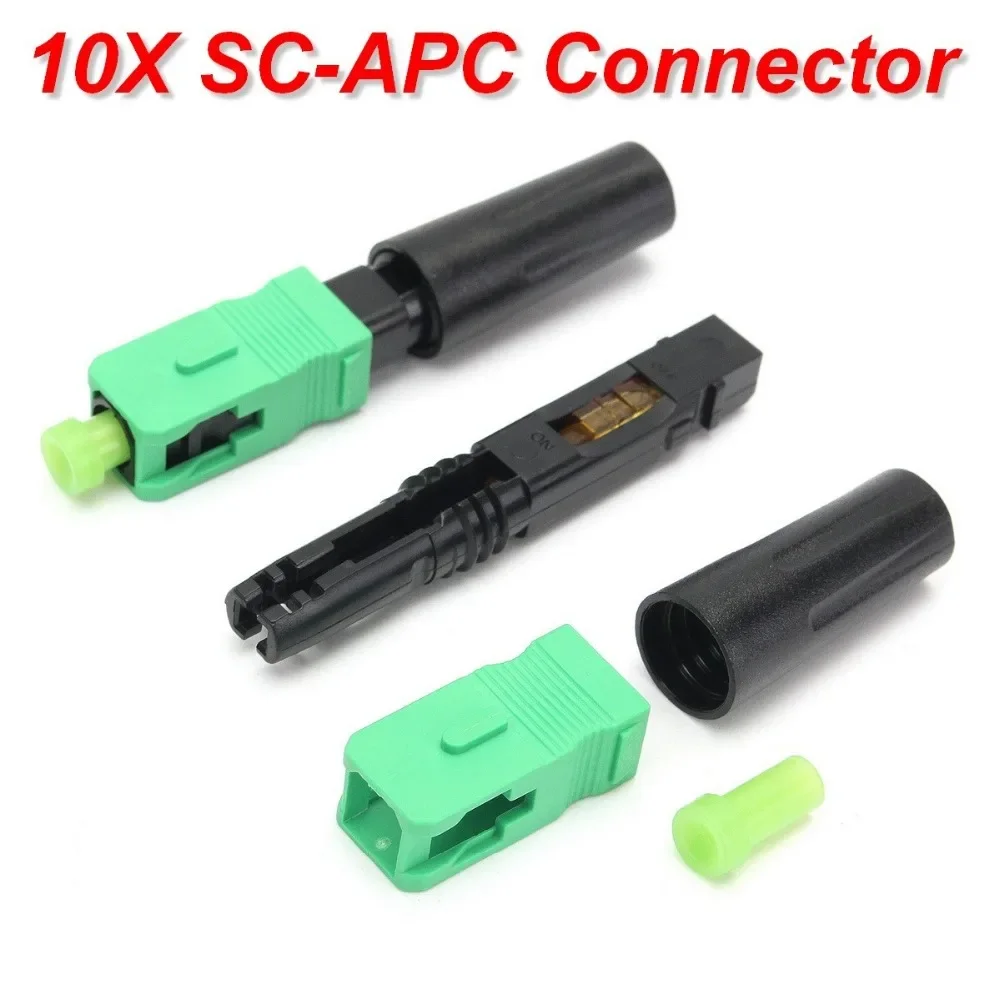 10pcs Ftth Embedded Quick Connector SC/APC Fiber Optic Connector APC for CATV