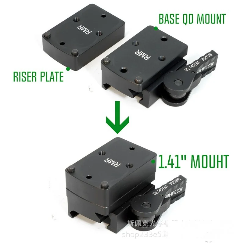 بصريات الصيد الناهض جبل RMR نطاق النقطة الحمراء التكتيكية منعكس البصر QD لوحة الارتفاع زيادة قاعدة سريعة قابلة للفصل