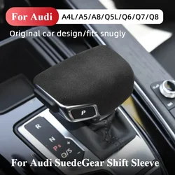 Car Interiors Gear Lever Stick Shift Handle Knob Cover Shell  Suede For Audi A4L A5 A8 Q5L Q6 Q7 Q8 Accessories