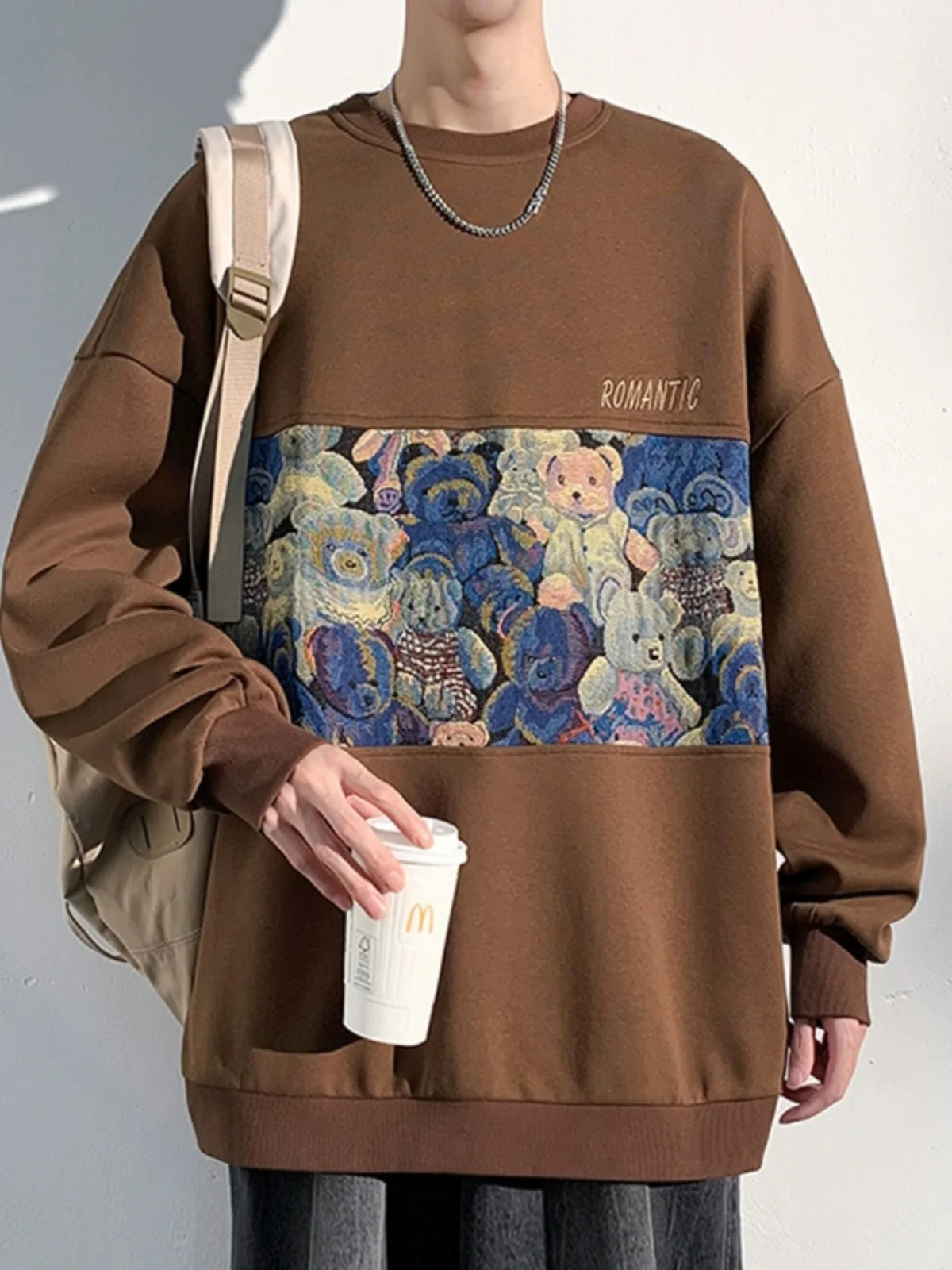 

Мужская толстовка с круглым вырезом, весна-осень, повседневная, свободного кроя, с декоративной строчкой, для подростков, модная, базовая, удобная, комфортная посадка