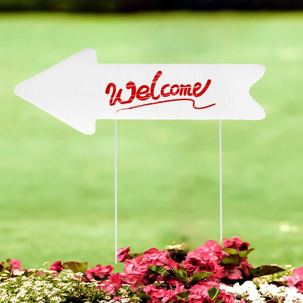 2Pcs Blank Arrow Yard Sign Corrogated Plastic Writable Lawn Party Wedding Garden Decor Outdoor Stakes Plastic Yard Sign