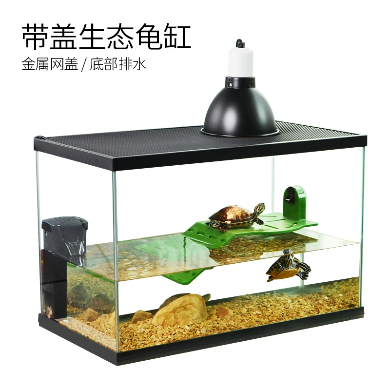 

Glass turtle with platform ecological tank with lid box household small and medium-sized special breeding tank house