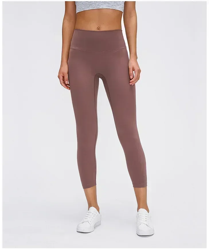 Leggings de Yoga com cintura alta limão para mulheres, calças esportivas fitness, calças justas de ginástica para jogging, calças esportivas respiráveis, 21 cm