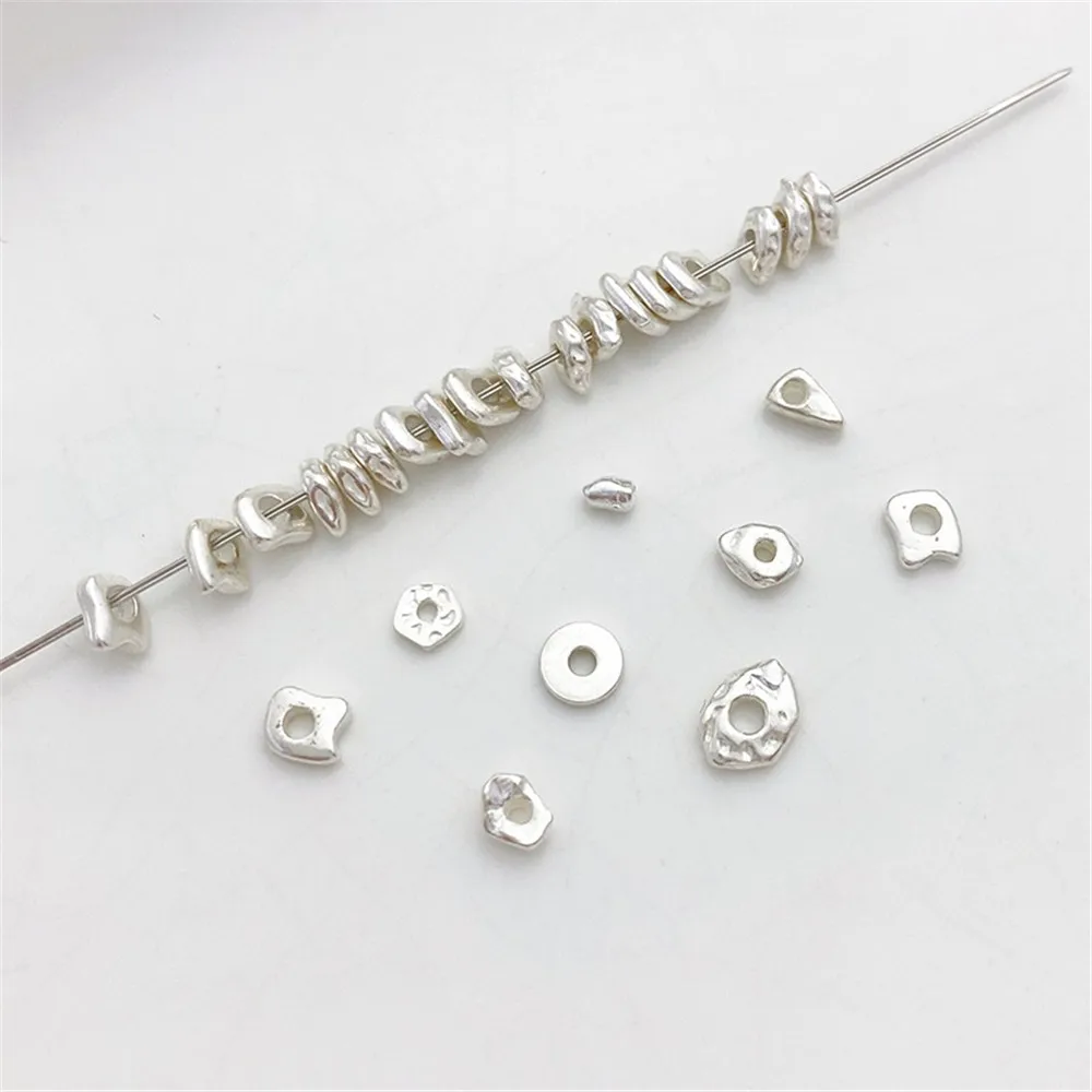 S925 Sterling Silver Irregular Shattered Silver Spacer Bead Separation Diary Bracelet Necklace Bead Material Accessories L273