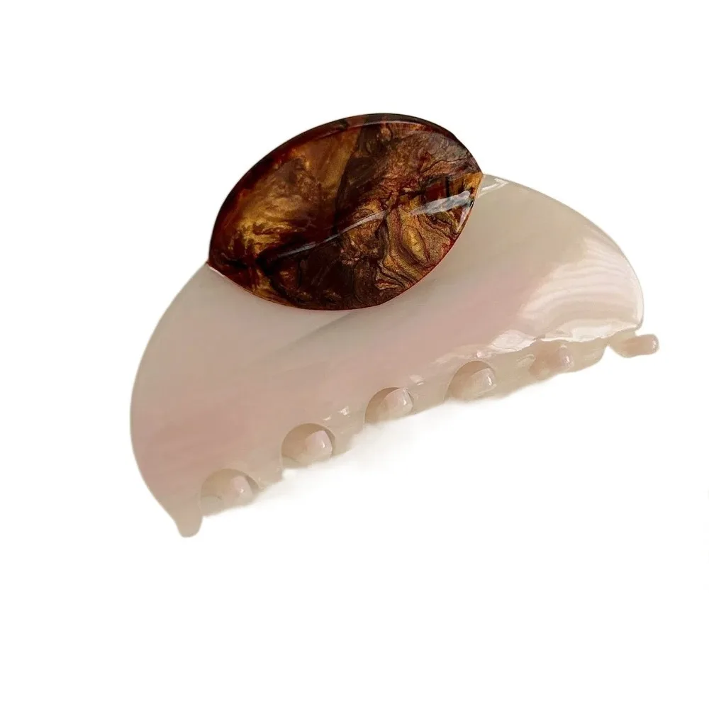 

Acrylic Half-circle Hair Claw Gradient High-end Acetic Acid Shark Clip Contrast Color Korean Style Retro Hair Carb Clip