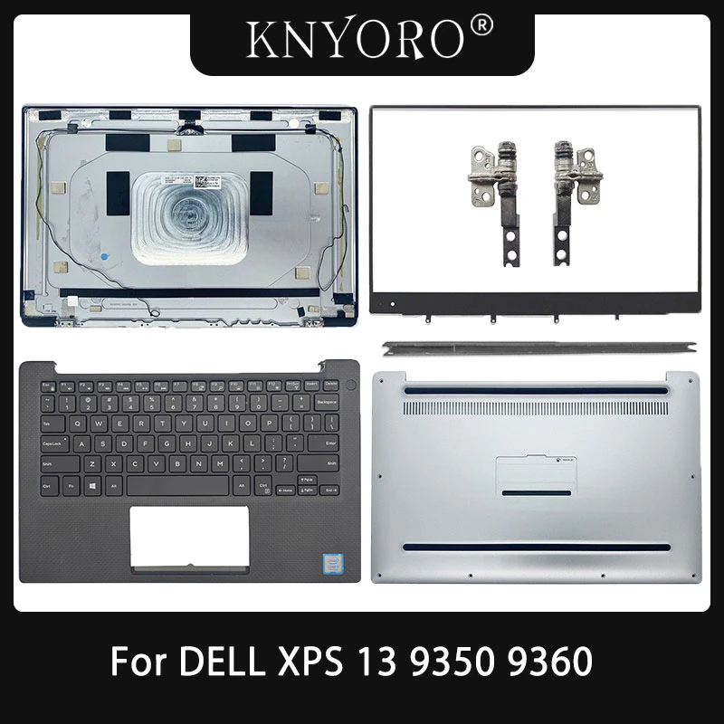 NEW For DELL XPS 13 9350 9360 Laptop LCD Back Cover/Front Bezel/Hinges/Palmrest/Bottom Case Silver 0V9NM3 0114PC 043WXK 057JH8