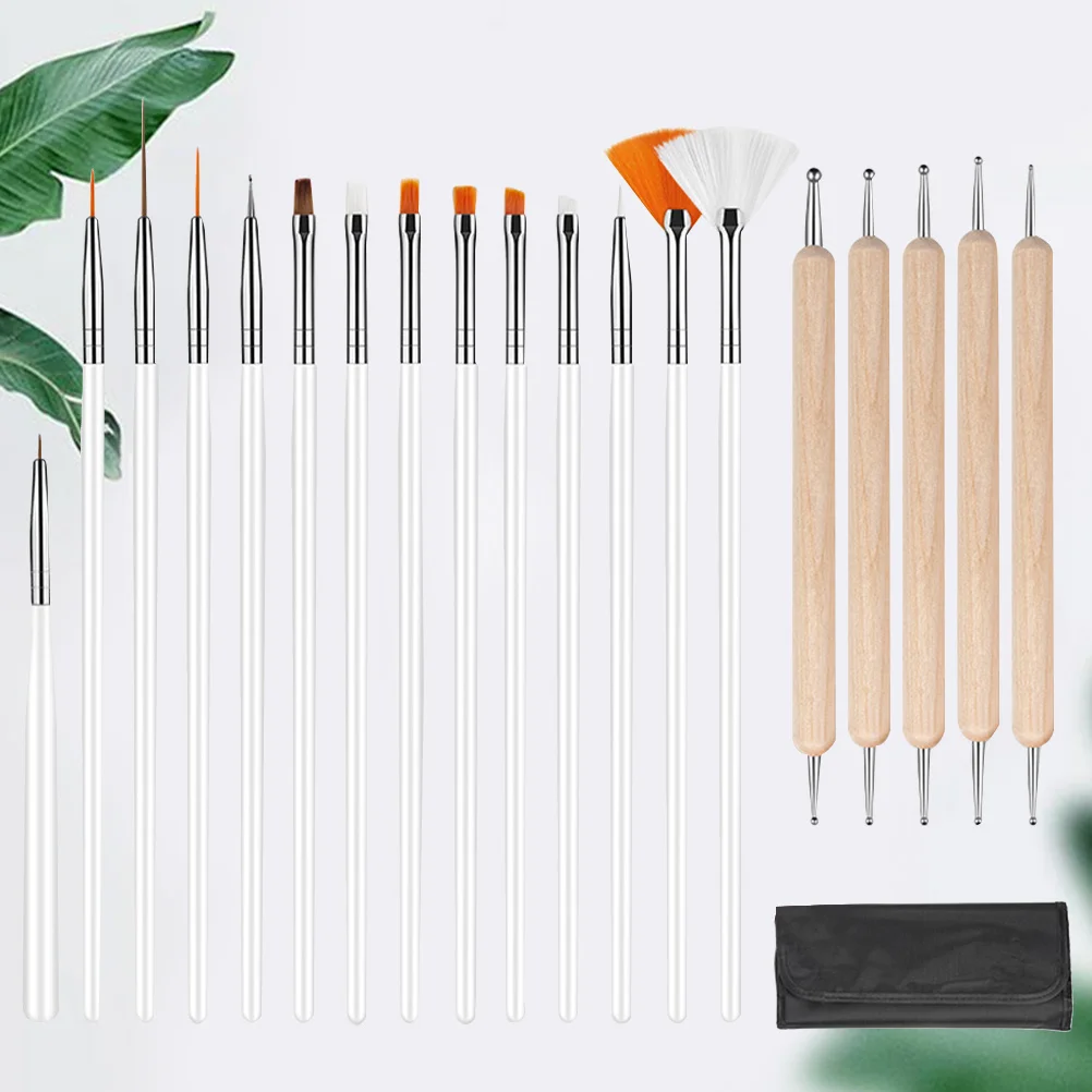 Kit de pinceles para decoración de uñas, juego de herramientas de manicura profesionales para pintura en Gel acrílico Uv, delineador fino, gradiente de perforación de detalles, 20 piezas