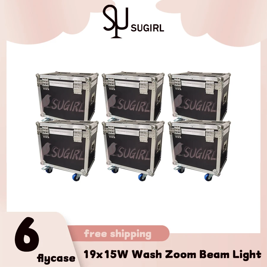 

0 налог 6 шт. Flycase для Zoom Lyre Wash Dmx 19X15W Led Wash Zoom Rgbw движущаяся головка стробойный прожектор для диджея ночного клуба дискотеки