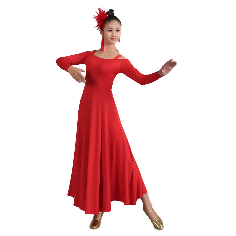 National Standard Ballroom Dance Skirt High-end Modern Dance Dress Sexy Long Sleeve Suspenders Evening Party Outfitsg