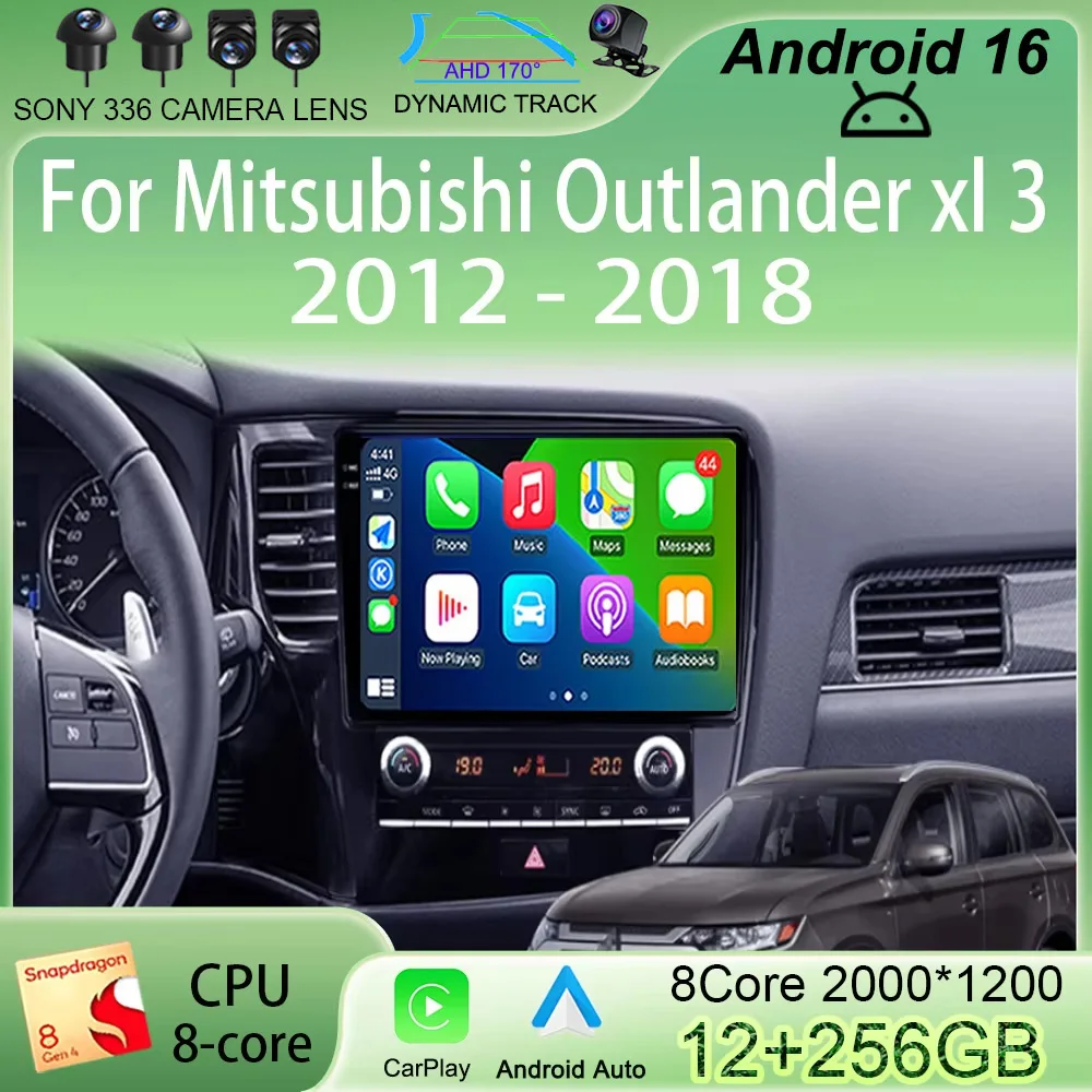 

Android 16 Auto Car Radio For Mitsubishi Outlander xl 3 2012-2018 GPS Navigation Stereo Multimedia Video Player Carplay WIFI+4G