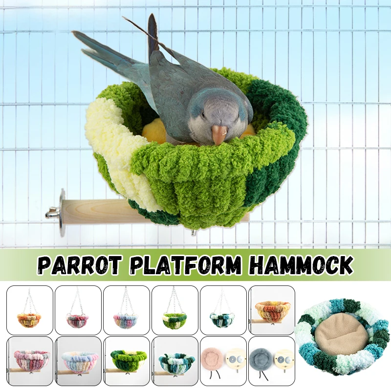 

Plush Warm Parrot Bird Nest Hammock Hanging Basket Swing Sleeping Bed Bird Cage Toys Foot Platform Decoration Pet Supplies