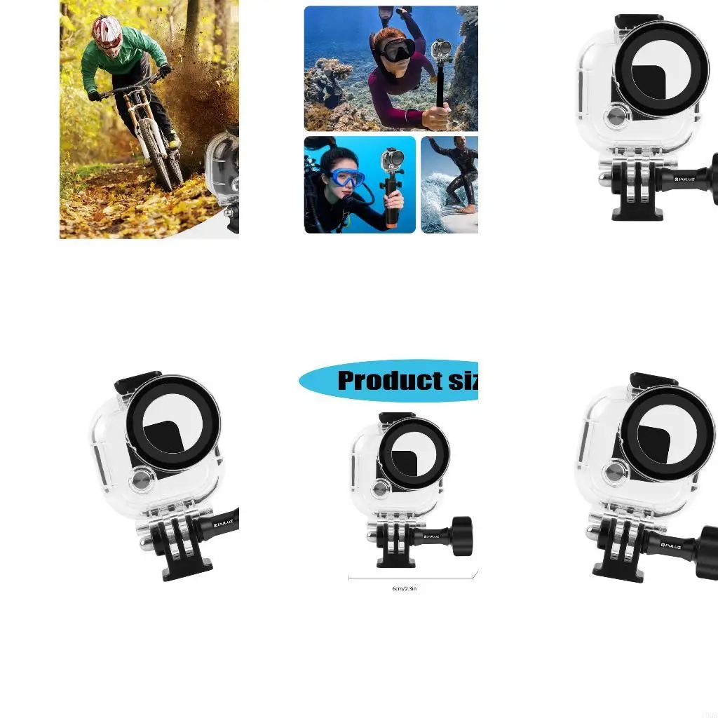 193A Clear Waterproof Shell Cover For GO Action Camera Diving Case With 50M Depth Protections 6pcs AntiFog Inserts