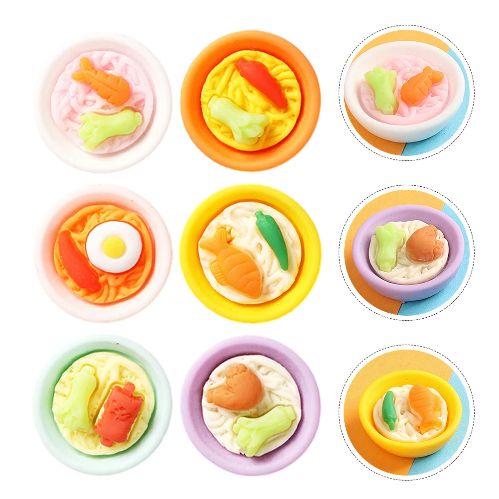 

20pcs mini Bowl Noodles House Decor Tiny Snack Resin Craft Mixed Style Travel Case Ornament Practical Versatile