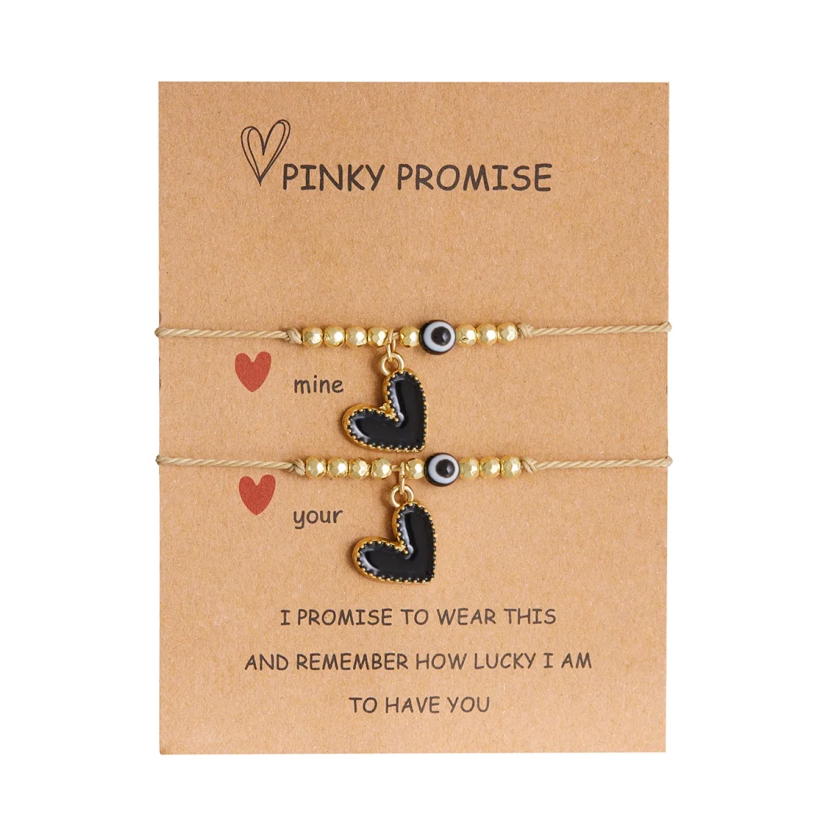 2 Teile/satz Glück Böse Augen Schwarz Emaille Herz Anhänger Paar Armbänder Für Frauen Männer Einfache Liebe Herz Passenden Armreifen schmuck