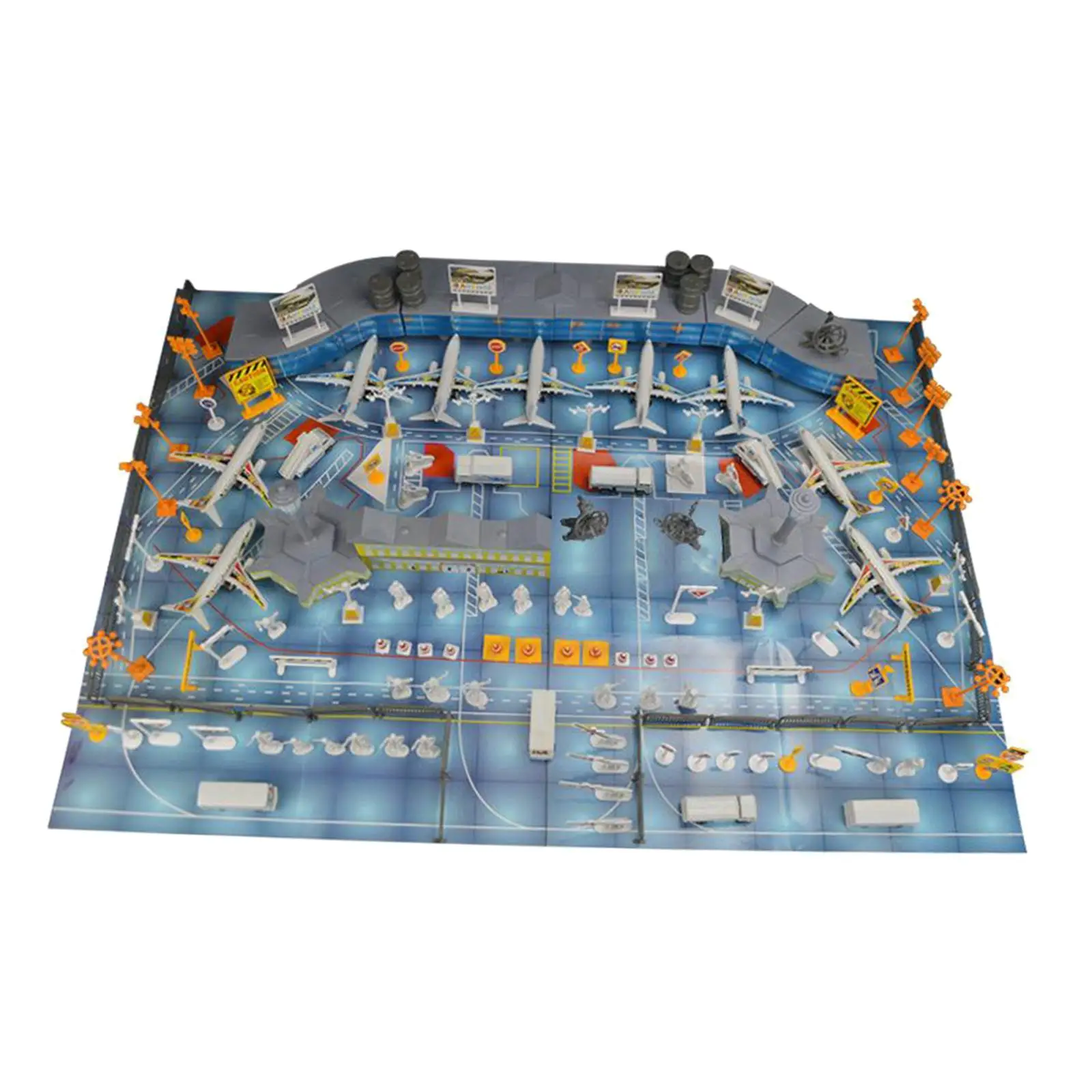 1Set Airport Scene Toy Airport Assembled Toys Simulated Scene Aircraft Model