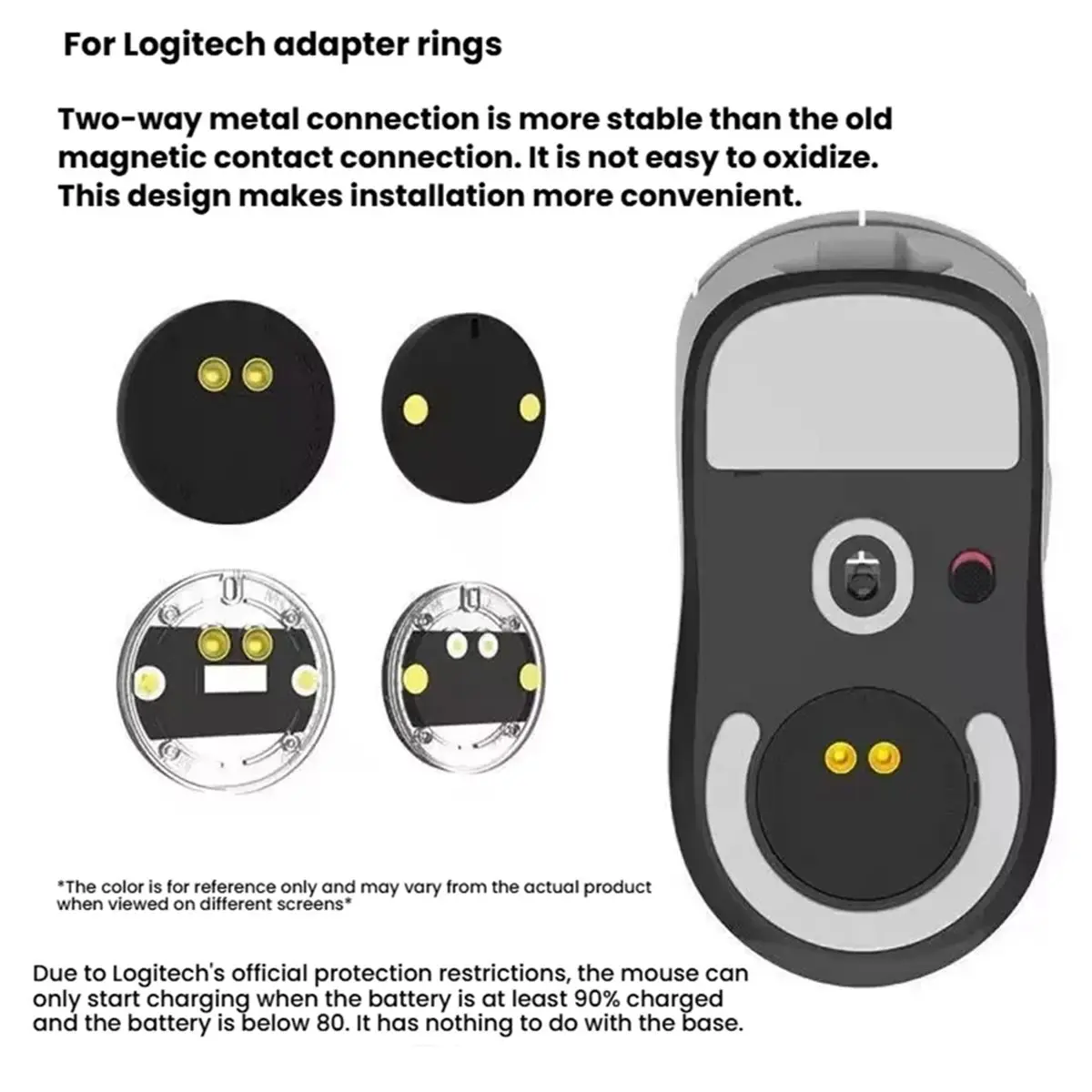 Stable- Wireless Mouse Magnetic Charging Base with Breathing Light Effect for Razer or Logitech GPW4 Second Generation Black
