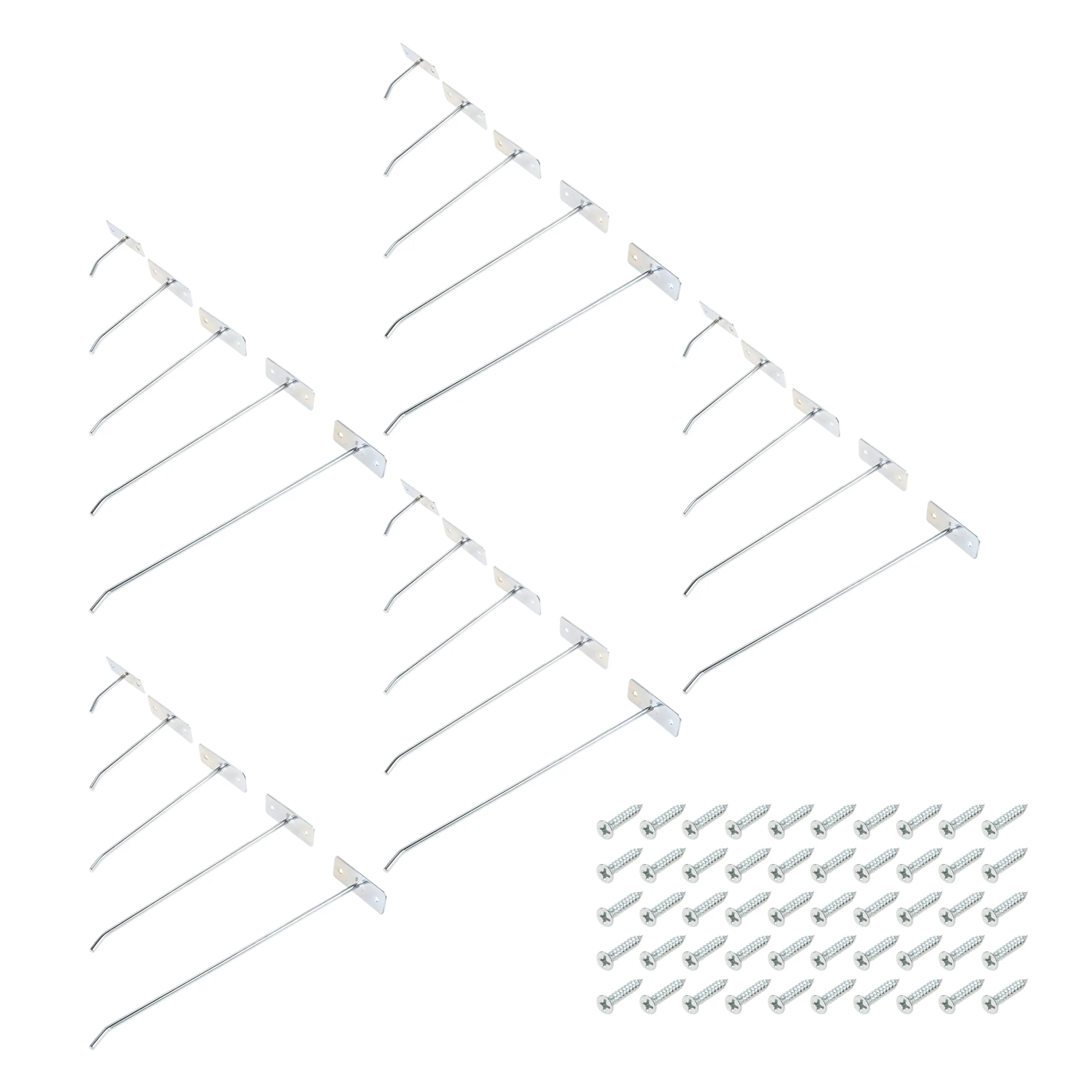 5Pcs Wall Hooks With Screws Sliver 5/10/15/20/25cm Suitable for Kitchen Garage Bathroom Garden Door Hardware Pendant Accessories
