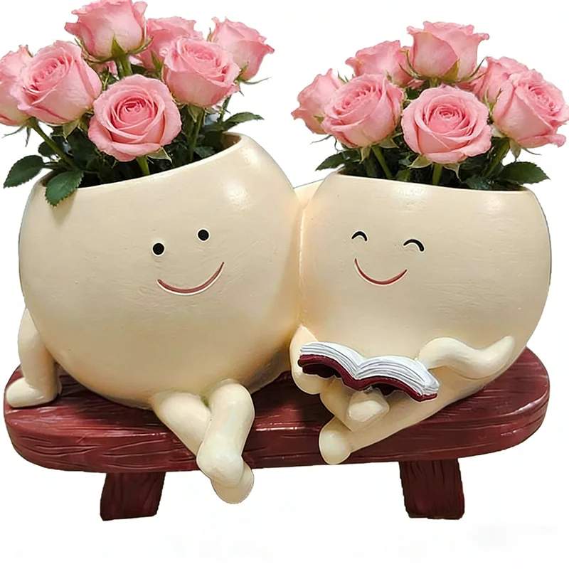 

Новый стул с улыбкой на лице, цветочный горшок из смолы для лица с дренажным отверстием, креативный сочный цветочный горшок, домашний садовый контейнер для цветов