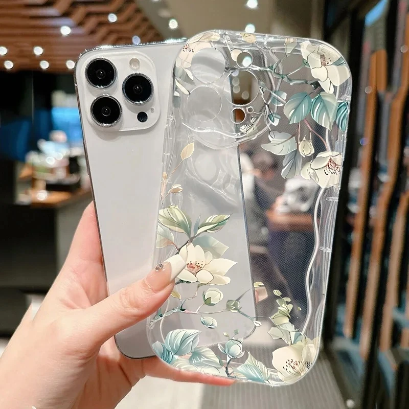

Phone Case White Flowers Green Leaves For Samsung Galaxy S25 FE S24 S23 S22 S21 Ultra Plus A16 A26 A25 A24 A36 A56 A55 A54 Cover
