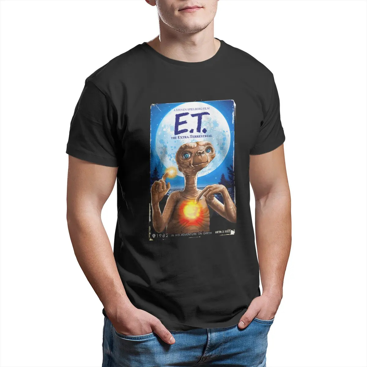 

E.T. Beta Cassette The Extra Terrestrial science film 80s Alien movie Pure Cotton printed T Shirts 4XL 5XL 6XL Clothing