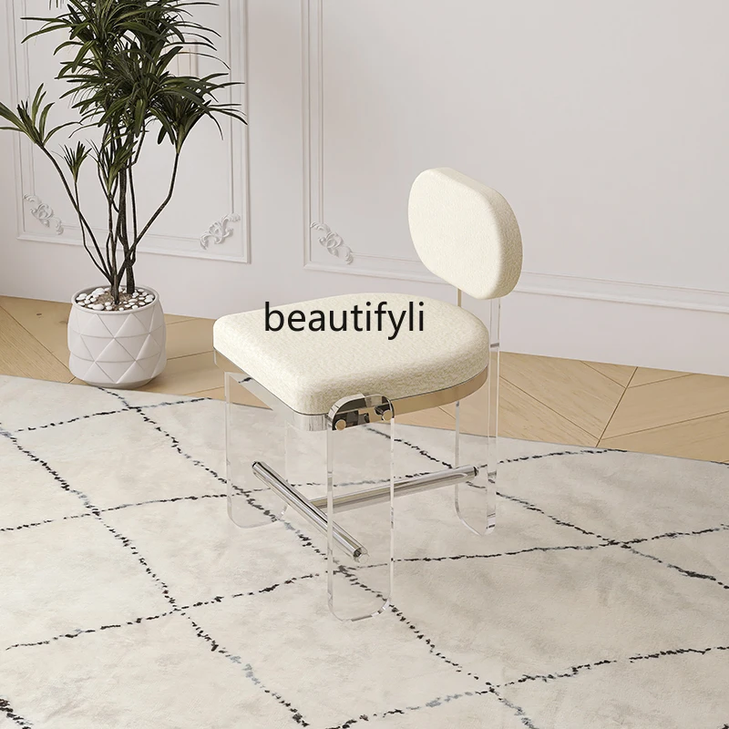 Cream Style Cosmetic Chair Bedroom Girls' Dressing Table Stool Makeup Stool Acrylic Dressing Stool