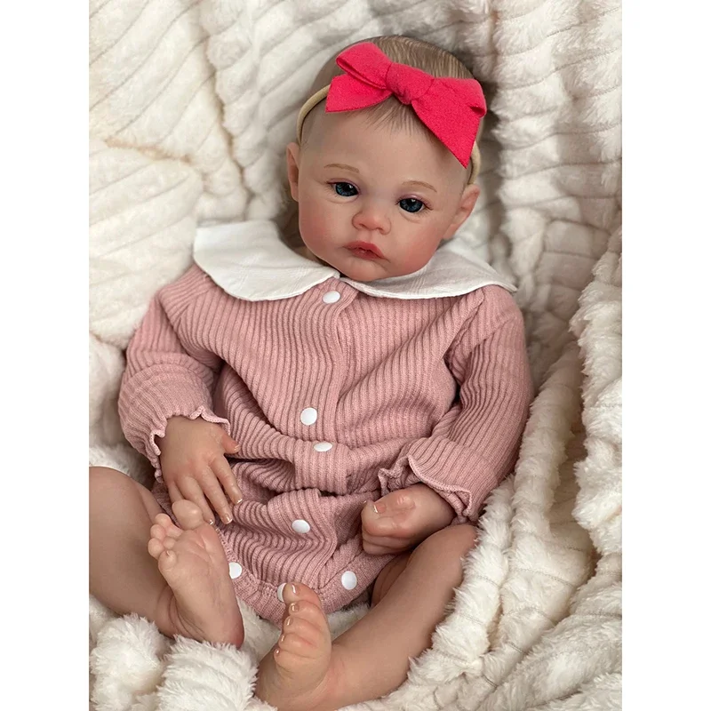 19inch Meadow Reborn Baby Doll Newborn Baby Size Real Picture Handmade 3D Skin Painted Hair Visible Veins Drop Shipping