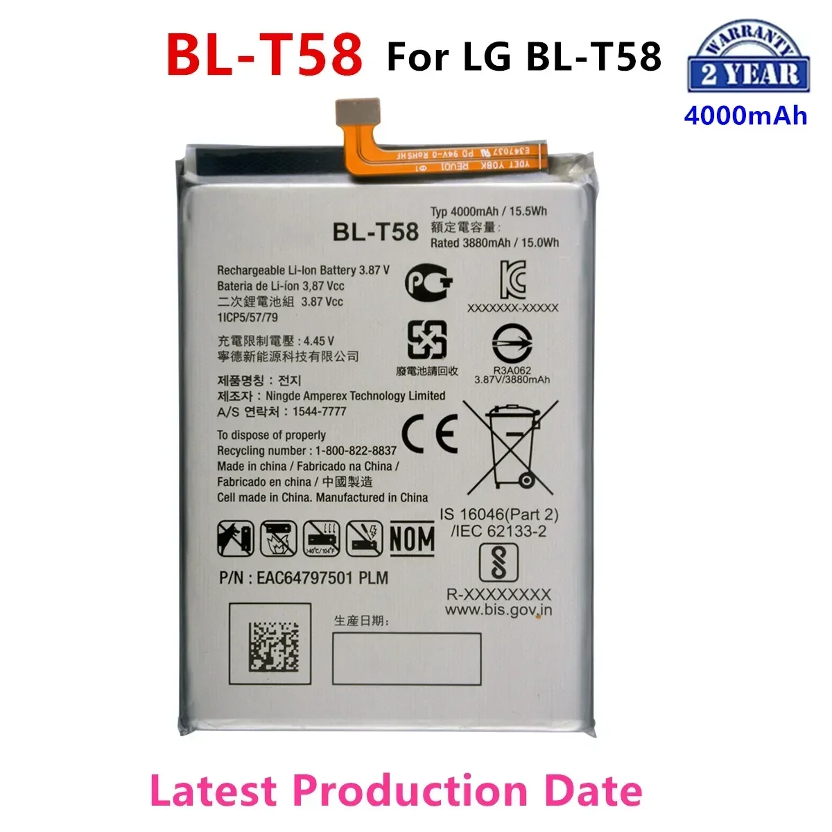 

Original BL-T58 4000mAh Replacement Battery For LG BL-T58 BL T58 Mobile phone Batteries