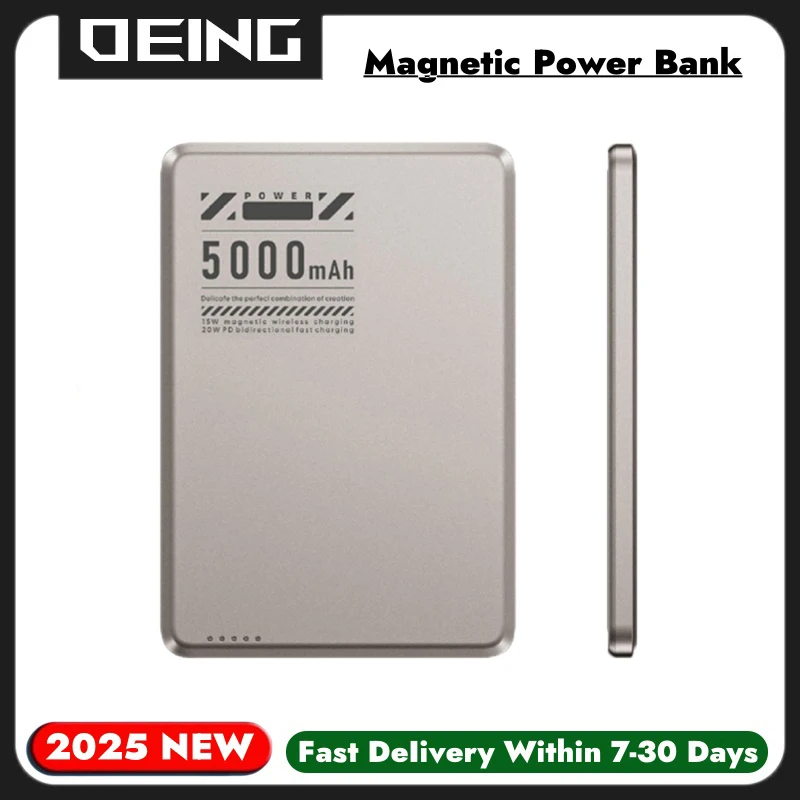 Super Sottile Banca di Potere Magnetica 20W 5000mAh Qi2 Caricatore Veloce Senza Fili Per iPhone 16 15 14 13 12 11 Xiaomi Powerbank Batteria di Ricambio