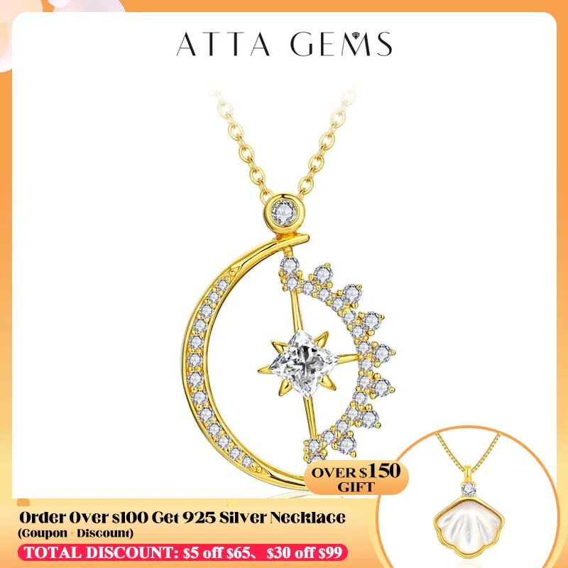 

ATTAGEMS 2024 Luxury Moissanite Pendant Necklace For Women High Quality 925 Sterling Silver Wedding Party Bridal Fine Jewelry