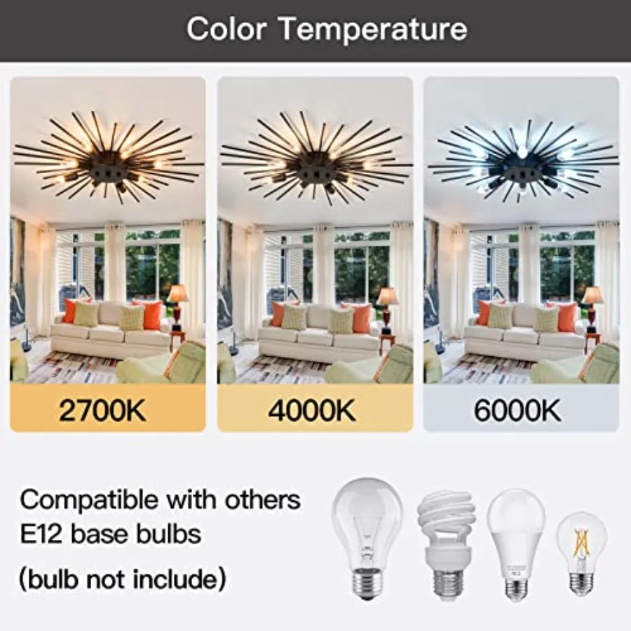 Semi Flush Mount 8 Light Ceiling Light Modern Metal Ceiling Lighting Light Fixture for Farmhouse Kitchen Dining Room Bedroom Ha view 4