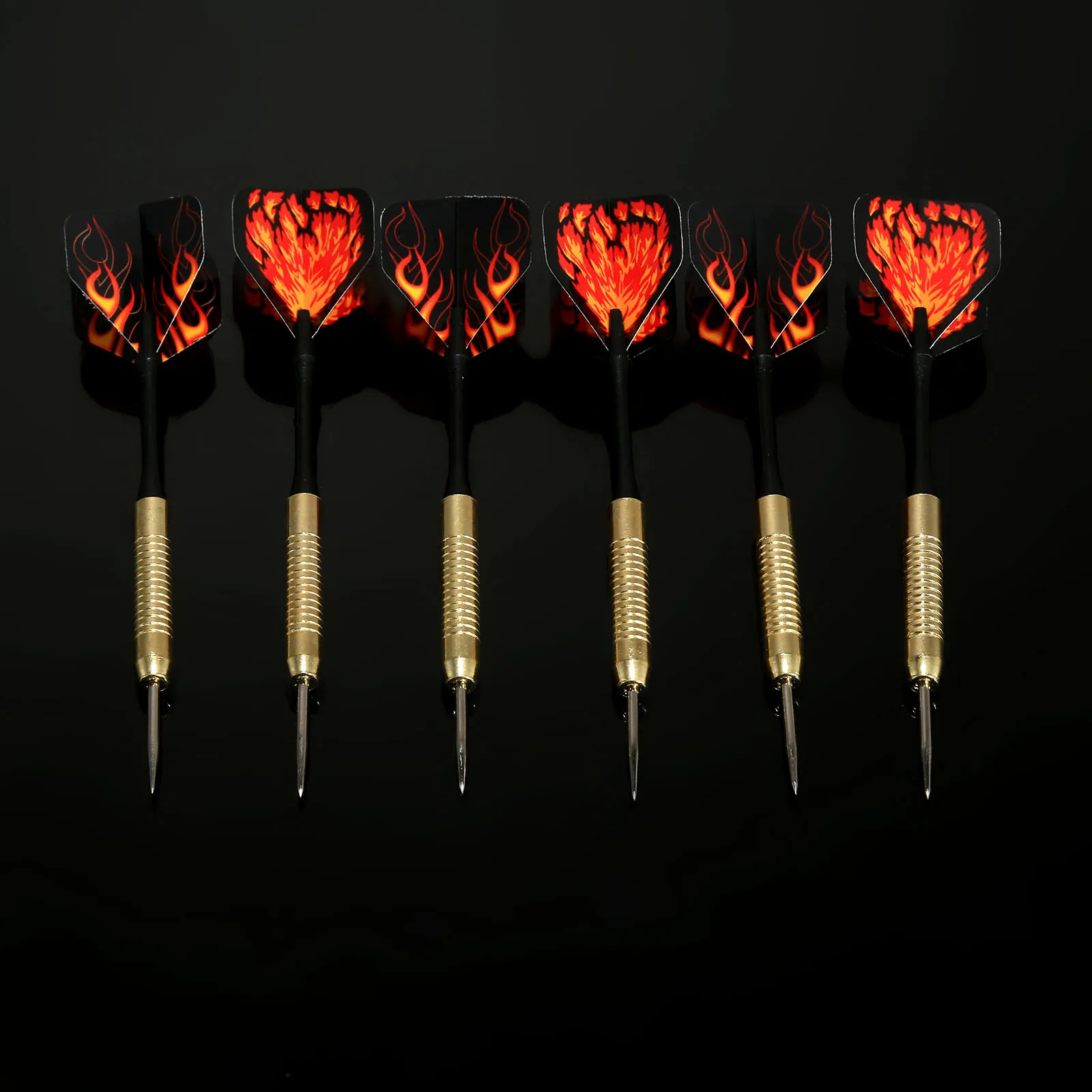 

6 Pcs/set Steel Needle Tip Iron Plated Copper Darts With Thread & Plastic Dart Shafts & Nice Fire Pattern Flights 18g Darts