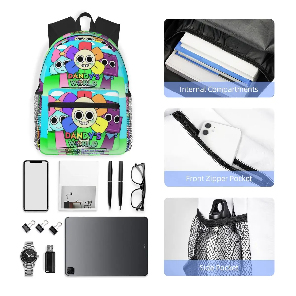 Gewoon een meisje dat Dandy's World 4-studentenrugzak Schooltas Wandelen Reisdagrugzak voor heren Dames Mode Boekentas Schoudertassen