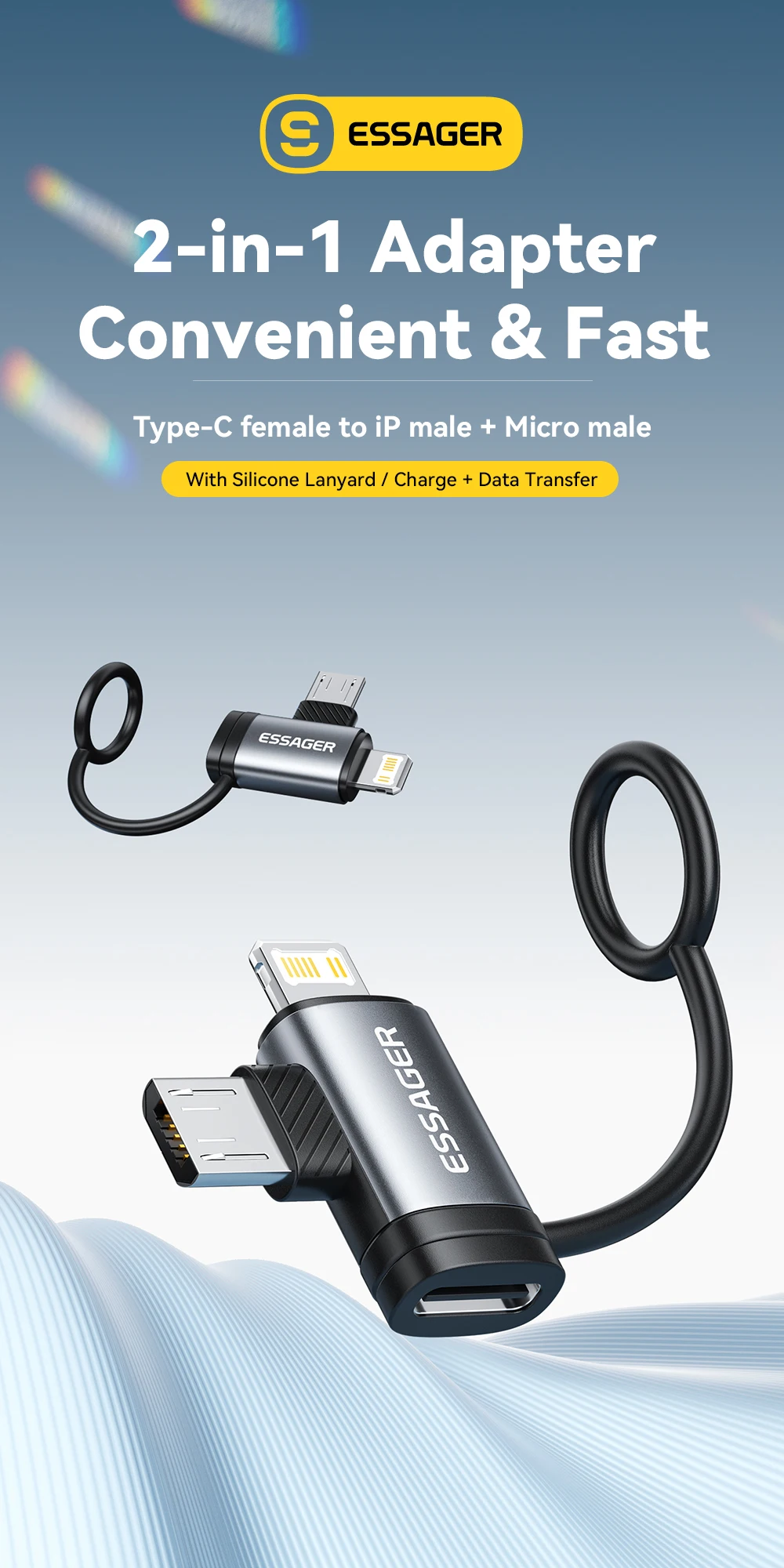 Essager Type C to Lighting  Micro Adapter 3A Fast Charging Type-C Female To Lightning Micro Male Connector For iPhone 14 Huawei