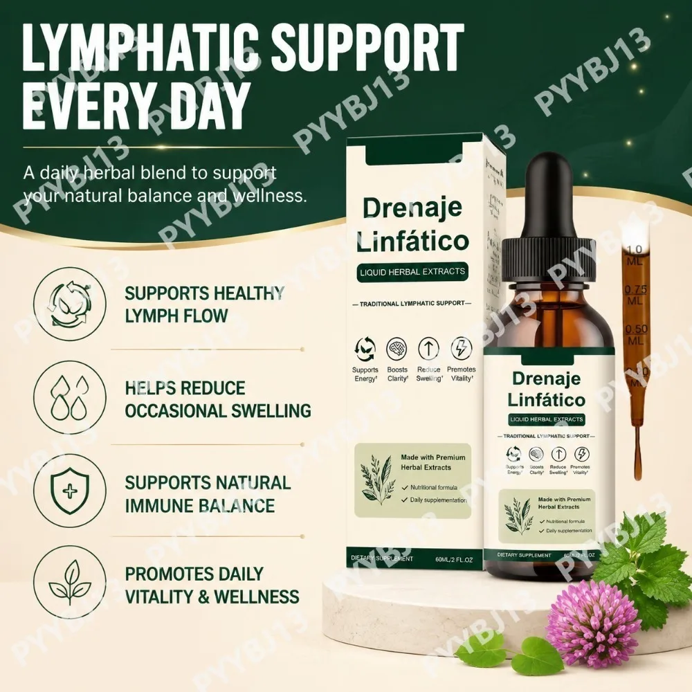 Herbal Lymphatic Drainage Drops with Echinacea, Red Clover, Nettle, Vitamin C and Zinc for Daily Wellness Vitality Support 60ml
