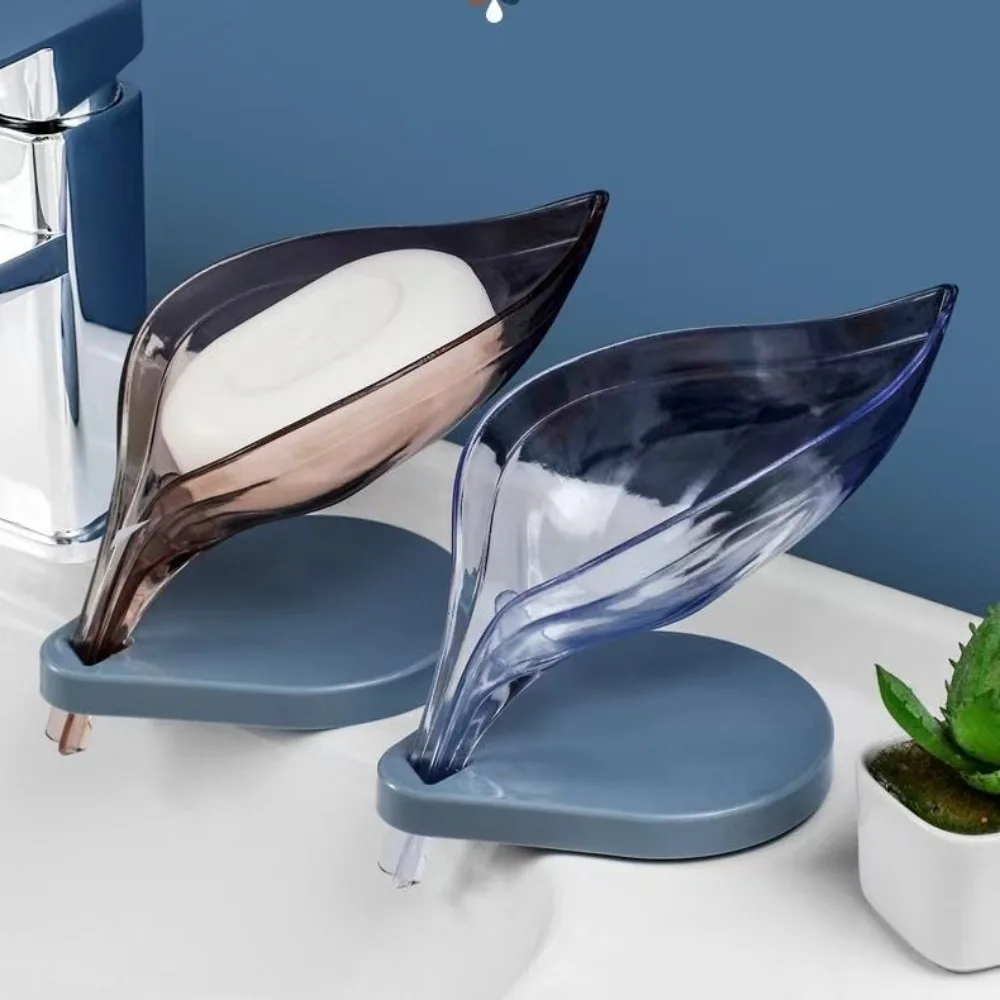 Blattförmige, selbstentleerende Seifenbox, Kunststoff-Seifenhalter im Punch-Free-Design, für die Aufbewahrung von Seife im Badezimmer, unter der Dusche, am Waschbecken oder in der Wäscherei.