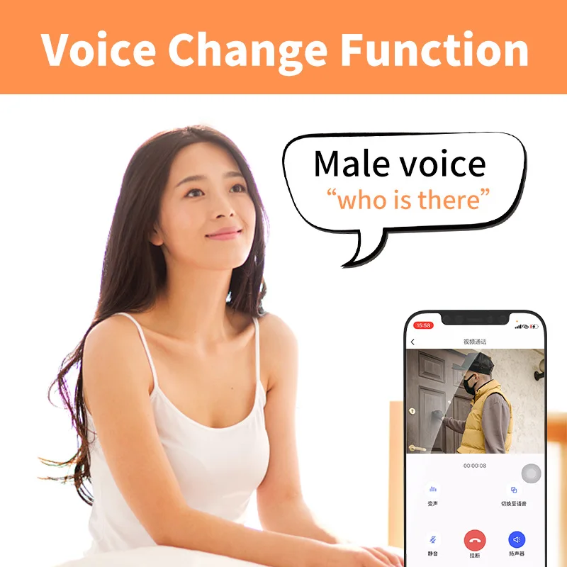 Timbre inalámbrico con cámara HD para exteriores, Timbre de puerta de seguridad con visión nocturna, intercomunicador de vídeo, cambio de voz, Monitor de casa, teléfono de puerta