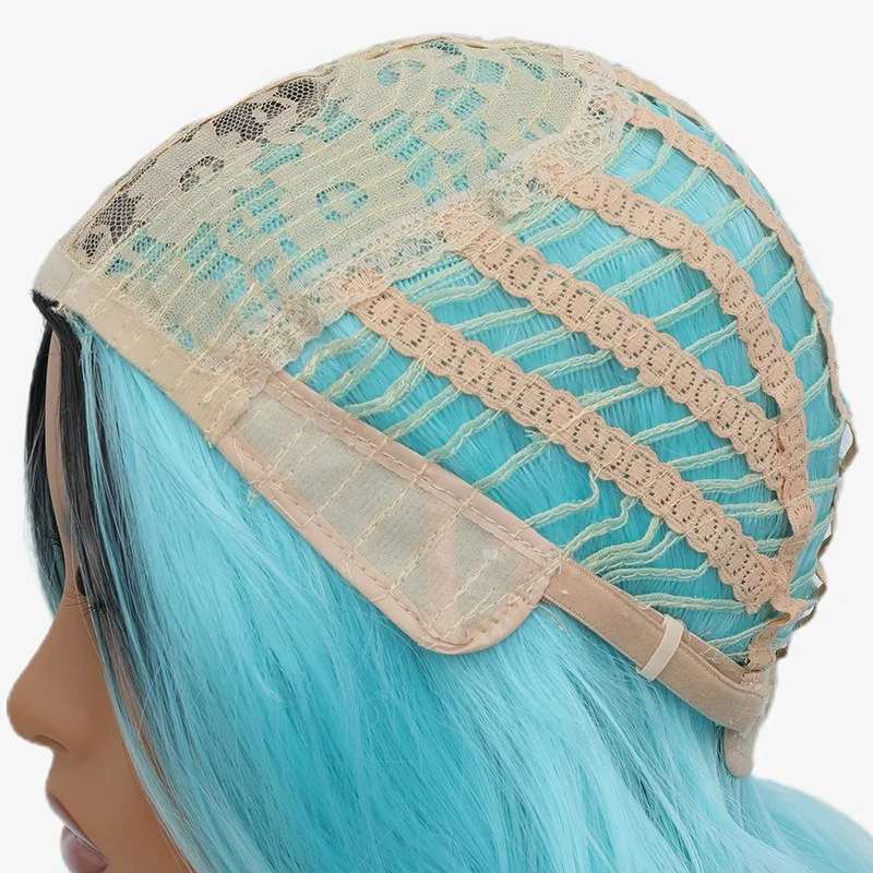 วิกผมทรงบ๊อบตรงยาวสีไล่ระดับสำหรับฮาโลวีน แต่งตัวแนวเซ็นเตอร์พาร์ติ้ง วิกผมตรงหลากสีสำหรับคริสต์มาส