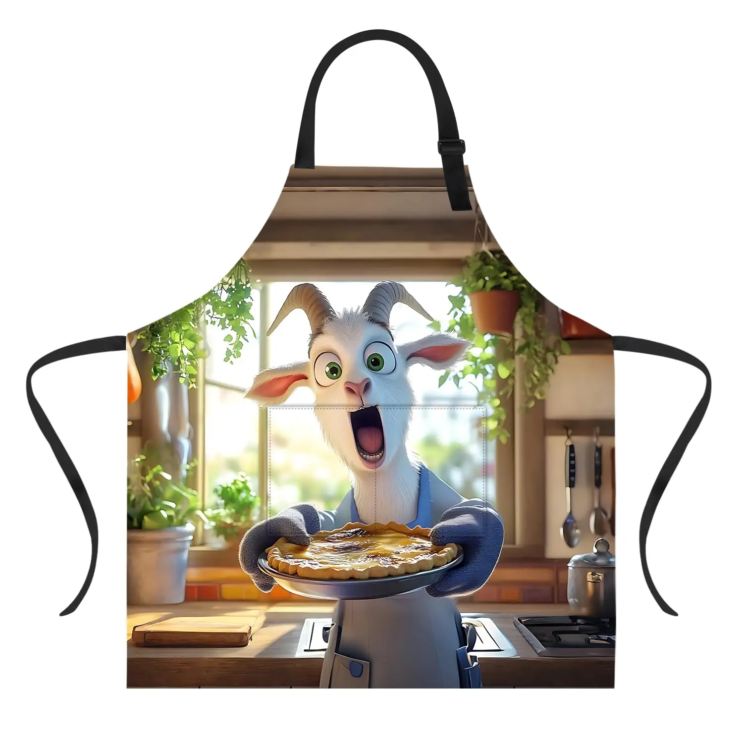 

Funny Sheep Apron with Pockets Waterproof for Men Women Kitchen Garden