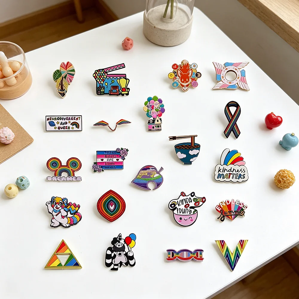 Rainbow Pride Whimsical Enamel Pin LGBTQ+ Neurodiversity Support Brooches Cute Colorful Badges for Backpacks Fun Jewelry Gift