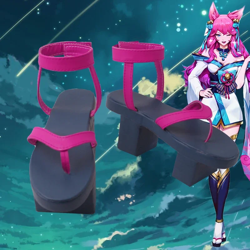 

Game L-O-L Spirit Blossom Ahri Cosplay Shoes Clogs Tails Costumes Blossom Boots Wigs Hairs Ears Headgear Halloween For Women