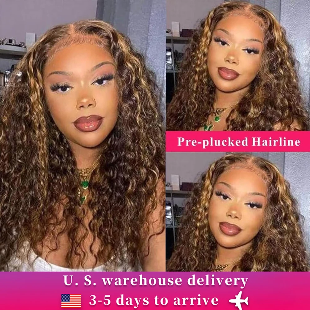 13x6 Highlight Ombre Lace Front Wig Human Hair Deep Wave HD Lace Frontal Wigs Human Hair 4/27 Colored Curly Wigs For Black Women