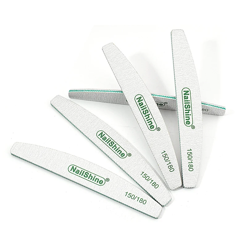 3Pcs Nail Files And Buffers Grey Based With Green Logo 150/180 Banana Sanding Strong Sandpaper Nails File Buffers Manicure Tools