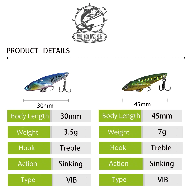 1Pc Metall Jig Sinking VIB 3,5g 7g Angeln Locken Vibration Löffel Harte Köder Crankbait Wobbler Swimbait zikade VIB Tackle – Detail 1