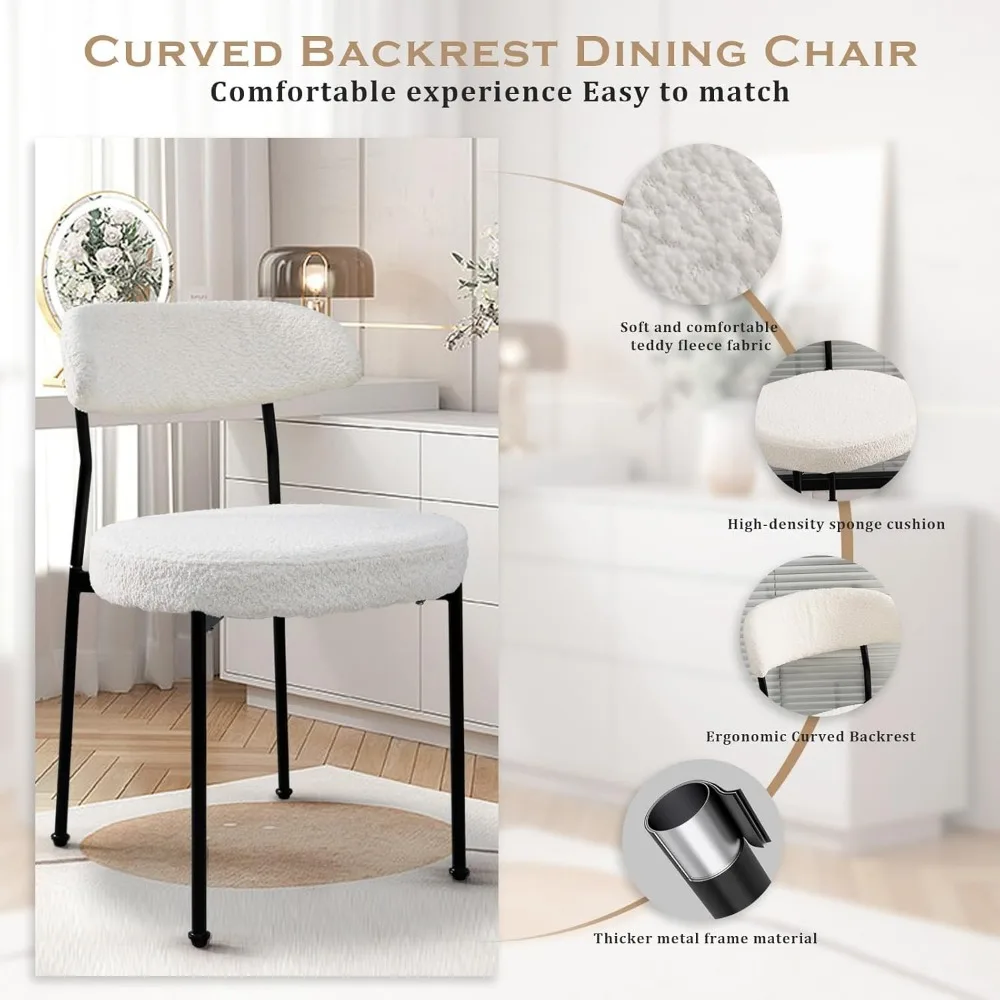 

Для кухни, столовой, небольшой обеденный стол и набор обеденных стульев, 31,5 дюйма, белый круглый стол и 2 стула с черными ножками с обивкой букле